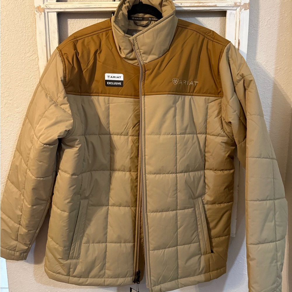 Ariat Men's Beige and Brown Puffer Jacket